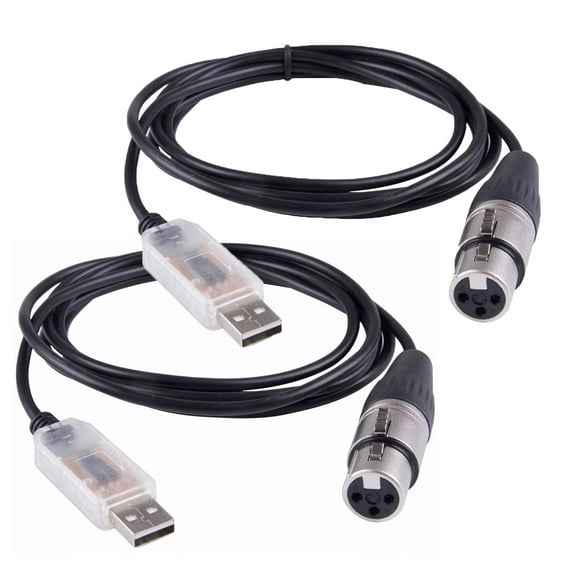 Yeacher USB to DMX Interface Adapter LED DMX512 RS485 Converter Signal Level Computer PC Stage Lighting Controller Cable (6ft)