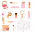 thumbnail image 6 of RNKR Wooden Pretend Makeup Kit for Toddlers for Girls with Lipstick, Mirror, Perfume, Powder & Cosmetic Bag – Play Makeup for Kids Ages 3+, 6 of 10