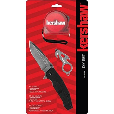 Kershaw 1321KITX DIY Set, Assisted Opening BlackWash Utility Flipper, Mini Multi-Tool and Tape (Best Diy Multi Tool)