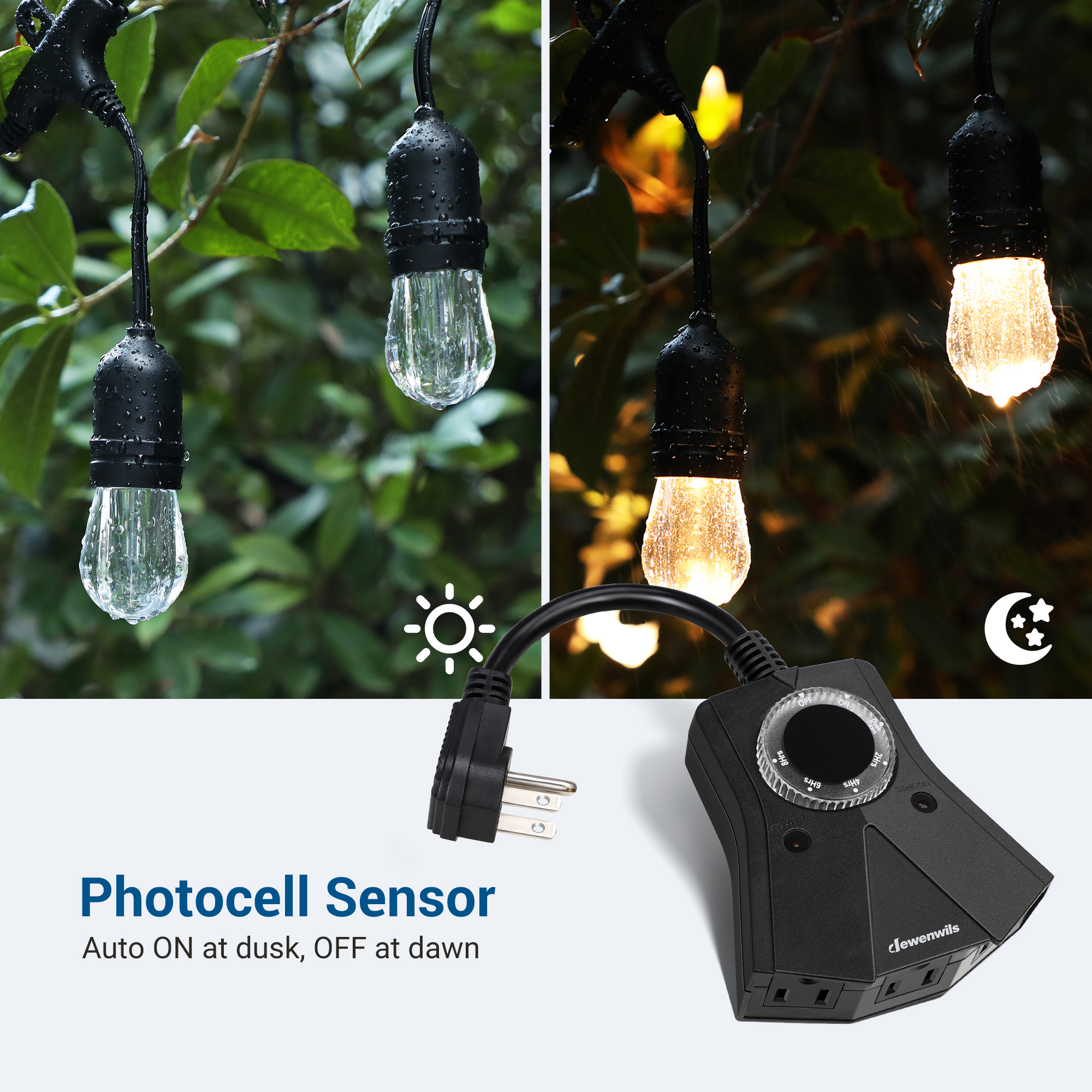 Dewenwils Outdoor Light Timer, 3 Outlets, Dusk to Dawn photo 7
