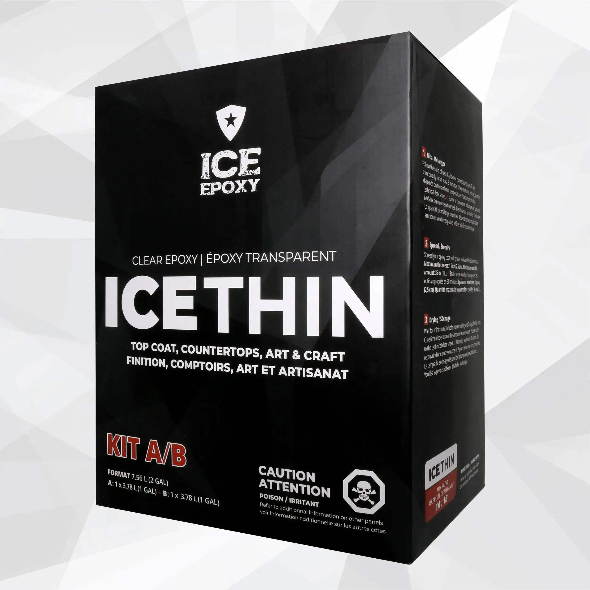 Ice Epoxy:  ICE-THIN Flood Coat Crystal Epoxy 2 gallons