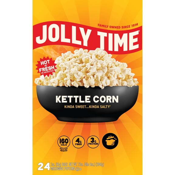 JOLLY TIME Kettle Corn Microwave  Popcorn, 24 Ct (3 oz. Bags) Gluten-Free