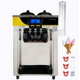 thumbnail image 1 of KFFKFF Ice Cream Machine for Commercial Use, 22-30L/H Production, 2200W Tabletop Soft Serve Maker, Dual 6L Hopper & 2L Cylinder, LCD Display, Alert for Low Mix, Silver, 1 of 9