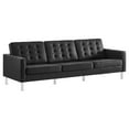 thumbnail image 2 of Modway Loft Tufted Vegan Leather Upholstered 3-Piece Living Room Furniture Set in Silver Black, 2 of 12