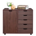 thumbnail image 3 of Single Door Five Drawers MDF With PVC Wooden Filing Cabinet Dark Brown, 3 of 8