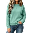 thumbnail image 7 of IUYRTFE Women's Round Neck Waffle Knit Long Sleeve Pullover Solid Color Casual Top with Seam Detail, 7 of 7