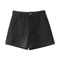 thumbnail image 3 of Women's Summer Thin Drape Loose Solid Color Suit Shorts Shorts Bottoms Bermudas Casual Daily Lounge Home Beach Vacation Travel Essentials | Aestivo,Black XL, 3 of 9