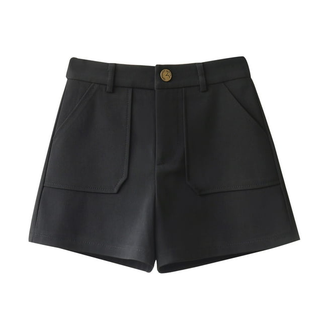 Timegard Short en Robe pour Femmes Taille Haute Élastique à Boutons Été Travail Décontracté Short Ample avec Poches