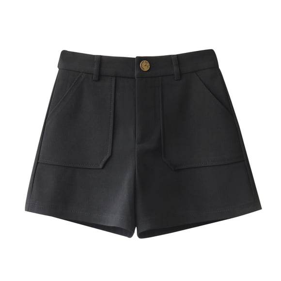 Timegard Dress Shorts for Women Elastic High Waisted Button Summer Work Casual Loose Shorts with Pockets