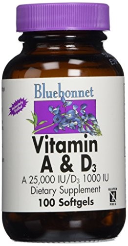 Bluebonnet Vitamin A & D3 25,000, 1000 Iu, 100 Ct