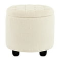 thumbnail image 3 of Furniliving Modern Storage Ottoman Tufted Footrest Stool Ottoman for Living Room, Bedroom, Sherpa, IvoryWhite, 3 of 10