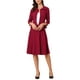 thumbnail image 1 of Conjunto de traje de falda chic Inspire para mujeres, 2 piezas, oficina, chaqueta de blazer de 3/4 de manga, faldas plisadas, XS, rojo oscuro, 1 of 5