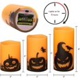 thumbnail image 5 of Paquete de 3 velas LED sin llama con temporizador 6H y pegatinas de calabaza - Decoración de fiesta de otoño - Decoración de fiesta de Halloween - 3" x 4" x 5" x 6" esquí esquí Gafas de esquí, 5 of 5