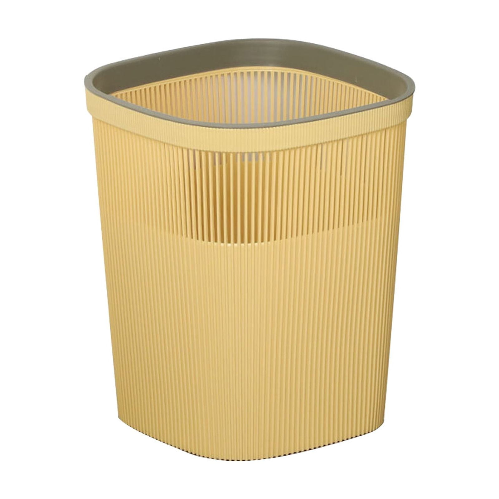 XiYing Large Capacity Slim Plastic Trash Can with Waste Pressing Ring, Lidless Design for Bathroom, Kitchen, Or Office Use, 11.02X9.06X9.06 Inches, 1-Pack
