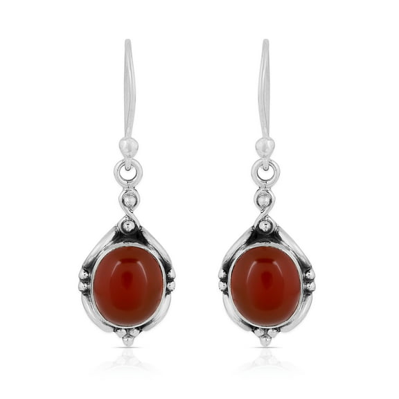 Carnelian Earrings for Women Oval Dangle Shape with 925 Sterling Silver Earrings for Women Anniversary Engagement Christmas Thanksgiving Gifts