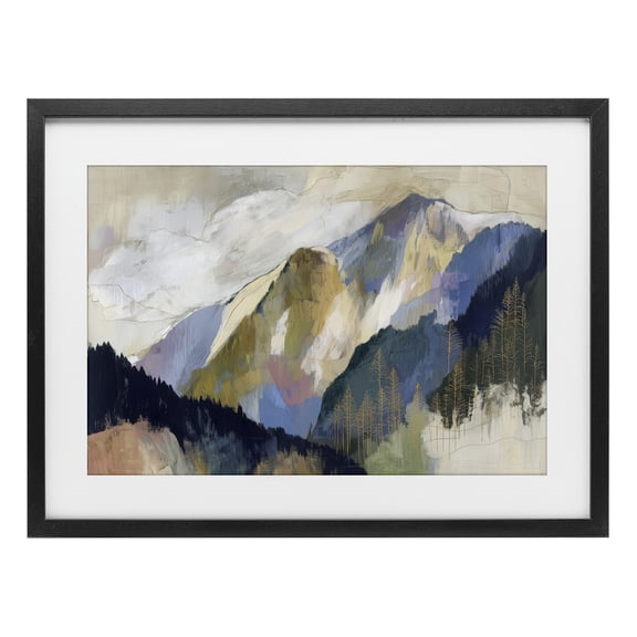 Stupell Industries Contemporary Mountain Forest Landscape Black Framed Print Under Glass, 20 x 14, by Chromatic Storm Studio