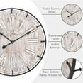 thumbnail image 3 of 24 Inch Large Farmhouse Wall Clock, Rustic Antique Wood with Metal Circle and Large Engraved Numerals, Silent Battery Operated Wall Clock for Office Kitchen Bedroom Living Room, 3 of 10