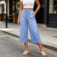 thumbnail image 2 of Horkkom Capri Pants for Women Cotton Elastic Waist Drawstring Pants Summer Casual Loose Pants with Pockets S, 2 of 8