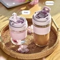 thumbnail image 3 of Queroig Portable Glass Tumbler with Silicone Straw 350/500ml Leakproof Reusable Coffee Mug for Office School Glass Drinking Vessel for Hot Cold Drinks, 3 of 6