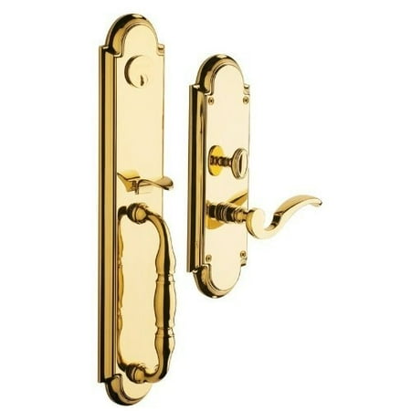 Baldwin 6544003RENT Lifetime Polished Brass Estate-Hamilton Hamilton Right Hand Single Cylinder Mortise Handleset Trim Set 6544.RENT