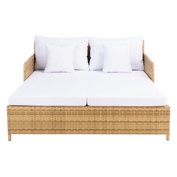 SAFAVIEH Cadeo Outdoor Patio Daybed, Natural/White