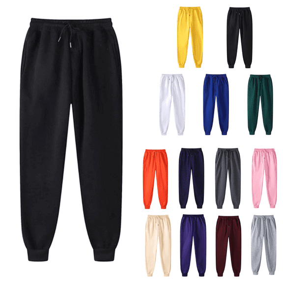 Liuinsasek Sweatpants for Men or Women Solid Color Casual Tapered Pants Trousers Sports Pants Velvet Thick Active Athletic Workout Jogger Pants Drawstring with Pockets