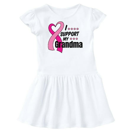 

Inktastic Breast Cancer Awareness I Support My Grandma Pink Ribbon Gift Toddler Girl Dress