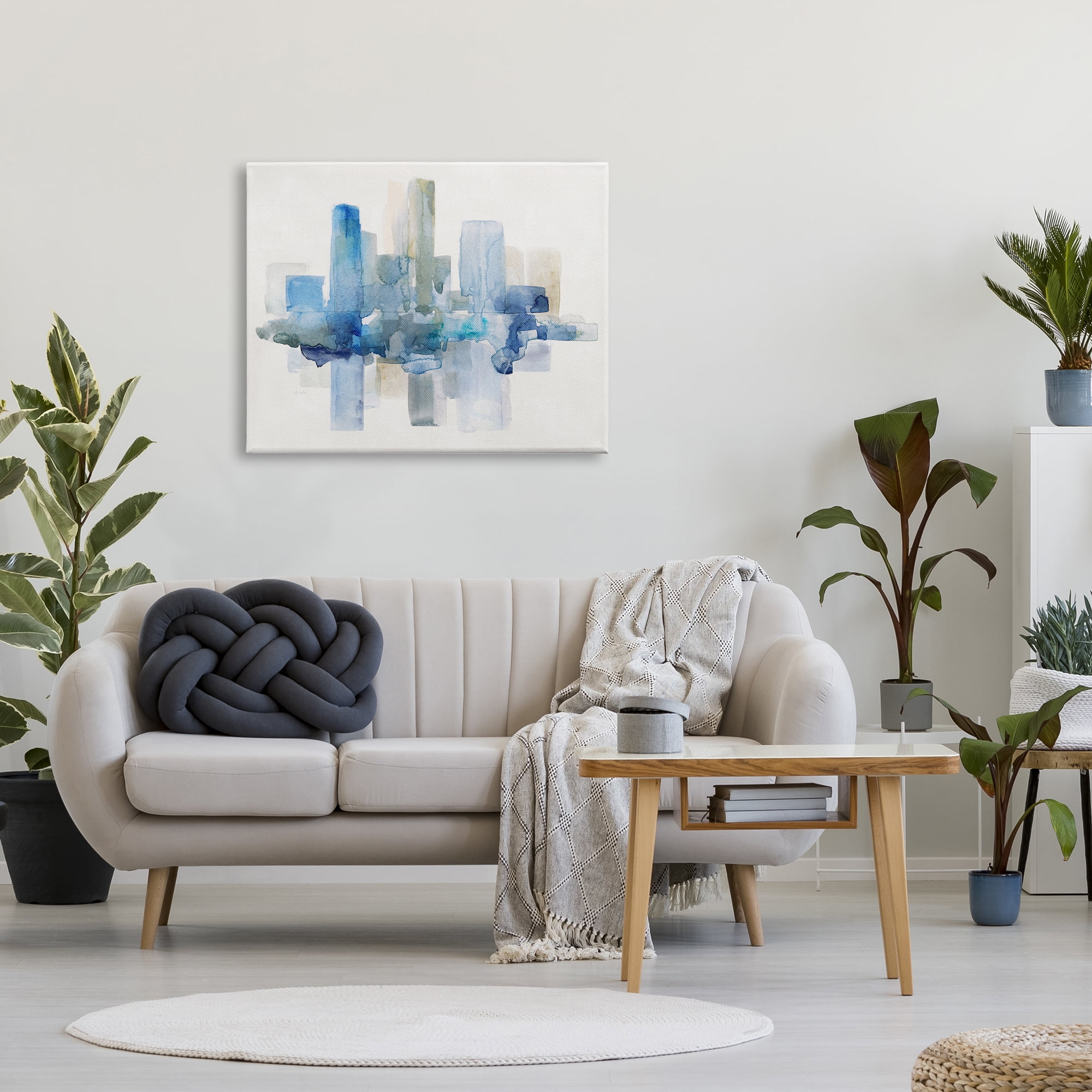 Stupell Industries Blocked Abstract Cityscape Scene Reflection Watercolor Detail Painting Gallery Wrapped Canvas Print Wall Art, Design by Sally Swatland