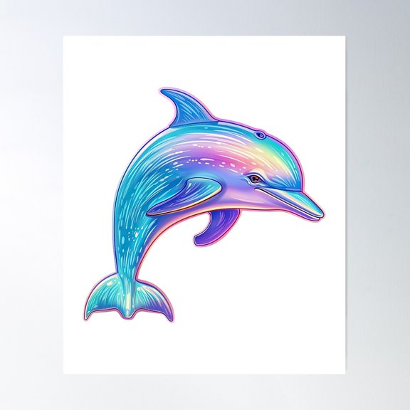 Painterly Ocean Dolphin Poster Wall Art, Modern Wall Decor For Living Room Bedroom, 8x12 UNFRAMED