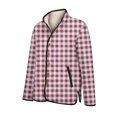 thumbnail image 5 of Wutalume Women's Floral Print Stand Up Collar Pleated Cotton Long Sleeved Button Cotton Jacket, Retro Check Pattern, Vintage Style, Perfect for Seasonal Fashion,Pink XL, 5 of 5