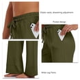 thumbnail image 4 of Pantalones de pierna ancha Bolsillos en la cintura con cordón elástico Pantalones casuales sueltos para yoga Ejercicio físico Trotar Verde militar L, 4 of 5