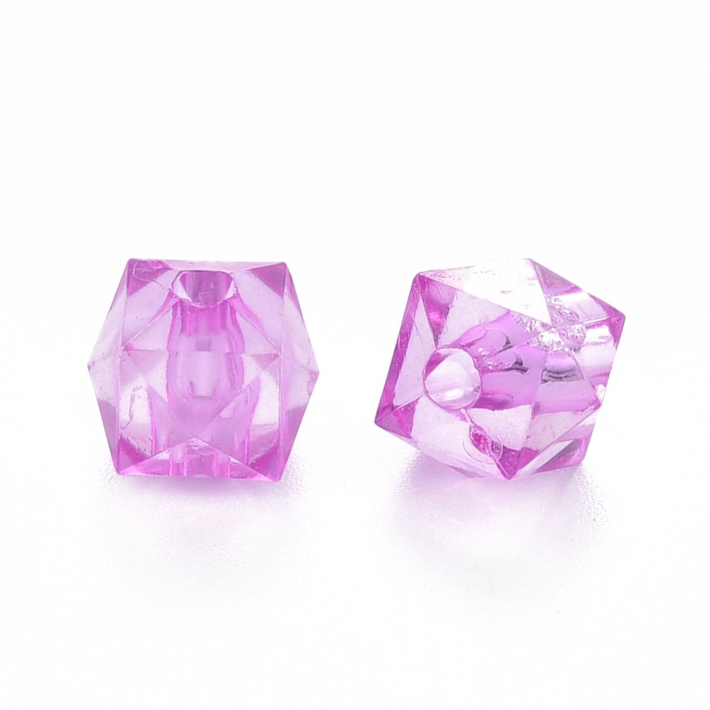 Transparent Acrylic Beads Faceted Cube Mixed color 8x8x7.5mm Hole: 1.6mm about 1730pcs/500g