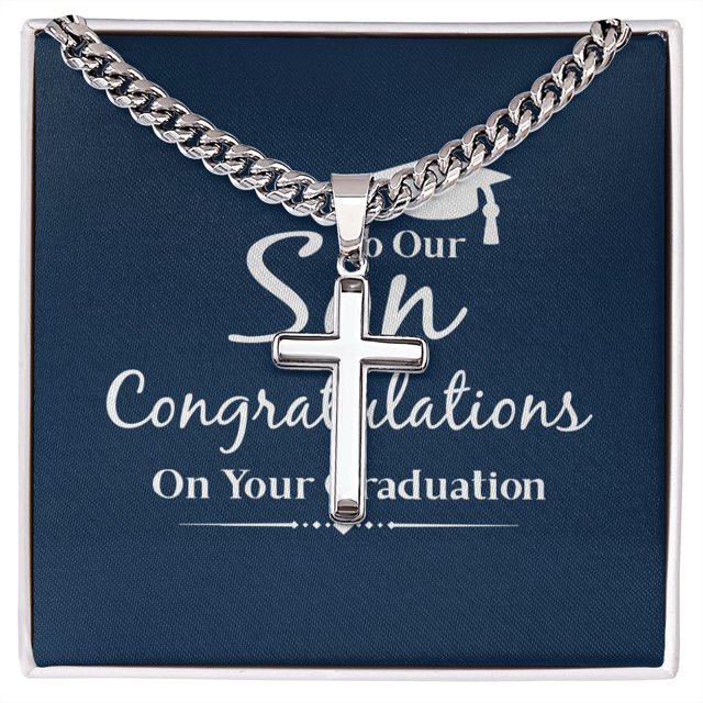 À Notre Fils Félicitations pour la Graduation Artisan Croix Cubain Lien de Chaîne Your