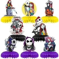 8pcs Jack and Sally Honeycomb Decorations, Halloween Honeycomb Centerpiece table decor, Birthday Party Supplies Ornaments