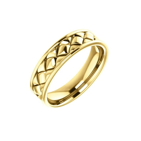 - 14K Yellow Solid Gold 6 mm Woven Design Wedding Band Ring Size 10