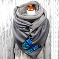 thumbnail image 2 of Women Butterfly Print Cotton Winter Warm Button Up Scarf, 2 of 3