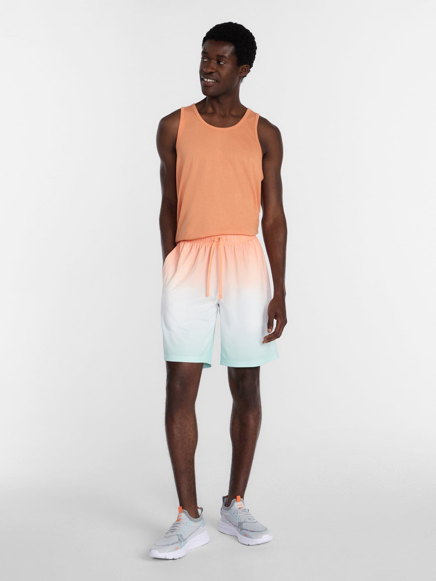 Athletic Works Men's and Big Men's Ombre Mesh Shorts, 7" Inseam, Sizes XS-5XL