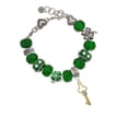 thumbnail image 2 of Delight Jewelry Goldtone Trefoil Key with Crystals - Green Irish Luck Bead Charm Bracelet, 7.5", 2 of 4