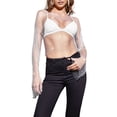 thumbnail image 1 of Women'S Rhinestone Body Chains Long Sleeve Tops Crystal See Through Mesh Fishnet Shirts Outfits White M, 1 of 9