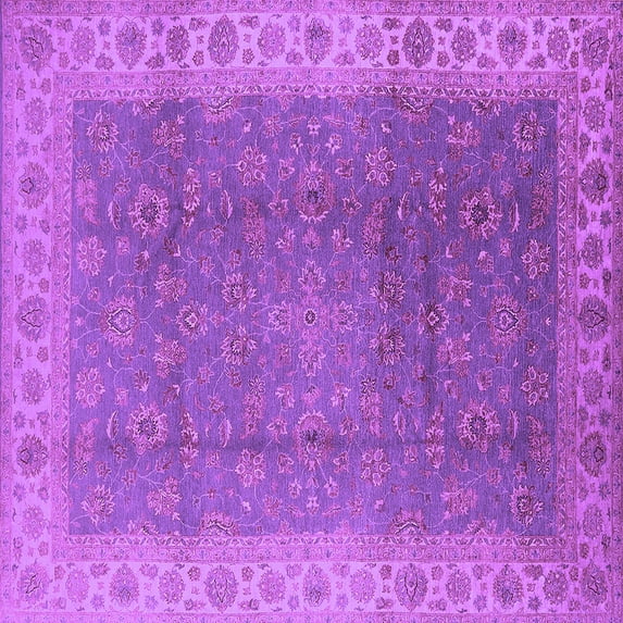 Ahgly Company Indoor Square Oriental Purple Traditional Area Rugs, 8' Square