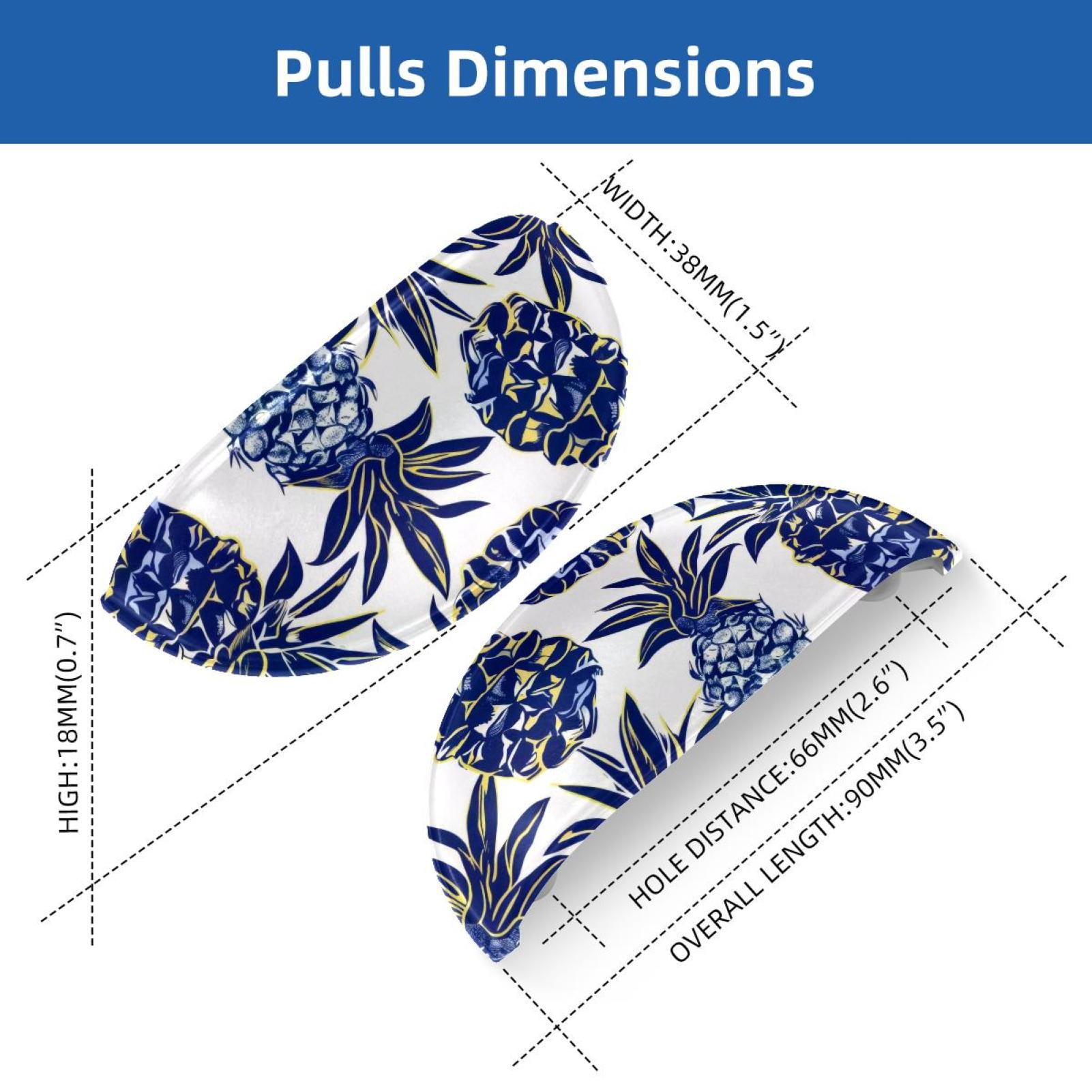 PhooArto 6 Pcs Cup Drawer Pulls, Pineapple Navy Blue Pattern Shell Shape Handles Cabinet Knobs for Dresser Cupboard Closet Wardrobe with Screws
