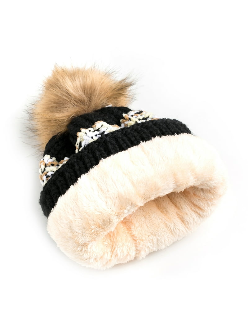 Newbee Fashion - Women Winter soft Knitted Beanie Hat Faux  display picture 3