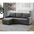 thumbnail image 6 of 84 Inch 2 Piece Pull Out Sleeper Sofa, Storage Chaise, Split Back, Dark Gray Fabric - Saltoro Sherpi, 6 of 7