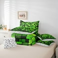 thumbnail image 5 of Manfei Square Checkered Kids Twin Bedding Sets 7-Piece, Cartoon Building Gamers Bedding Comforter Set, Black Green Block Patchwork Reversible Sheet Sets, Microfiber Bedroom Decor, 5 of 7