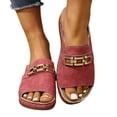 thumbnail image 2 of Domuza Womens Orthopedic Wedge Sandals, Arch Support Wide Width Open Toe Slip On Platform Shoes, Fashion Metal Buckle Comfortable Summer Beach Casual Walking Footwear Red 7（EU-38）, 2 of 5