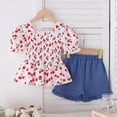 thumbnail image 7 of TOWED22 Baby Girl 2 Piece Clothing Cute Short Sleeve Crew Neck Shirt Tee + Shorts Soft Summer Outfits Toddler Sets(Red,6-7 Y), 7 of 7