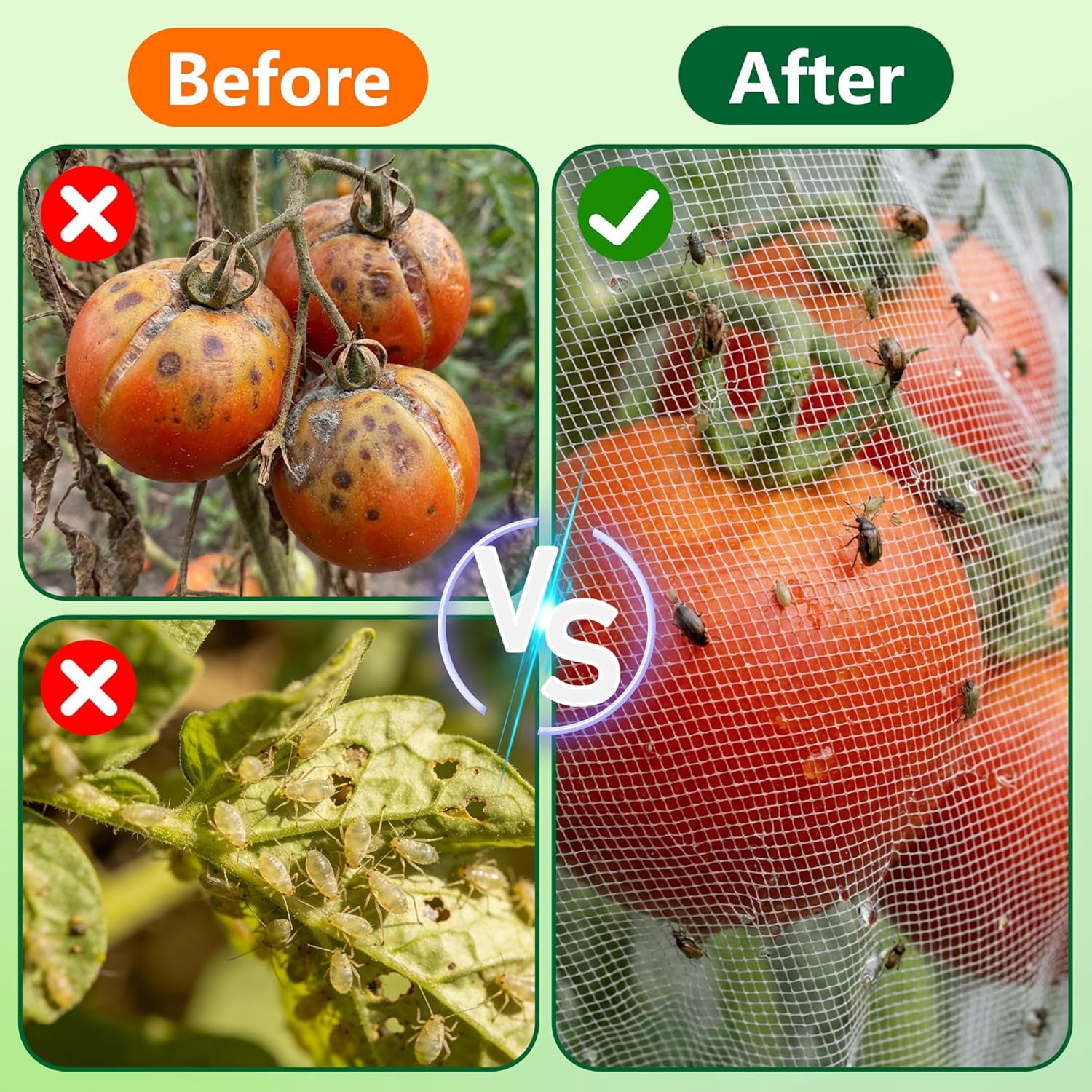 4 Pcs Garden Bird Netting, 59"x18" Tomato Cage Cover with Zipper for Climbing Plants