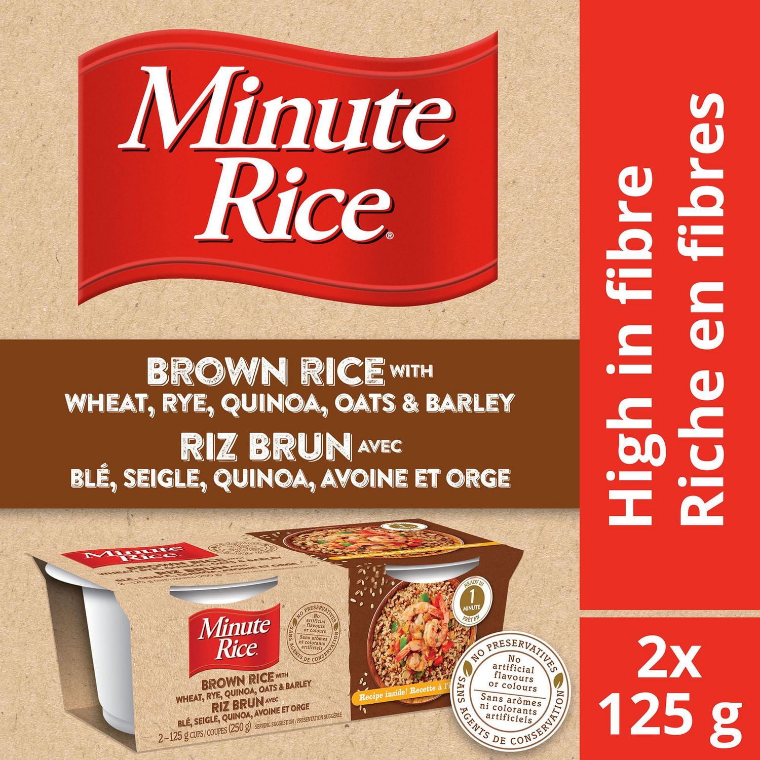 Riz brun avec blé, seigle, quinoa, avoine et orge en coupe Minute Rice® , 250 g