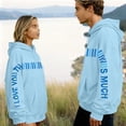 thumbnail image 2 of Men Women Couples Hooded Shirts I Love You This Much Valentine'S Day Sweatshirt Letter Print Crew Neck Pullover, 2 of 8