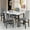 Gray + White, variant on Cvortll 5 Pieces Dining Room Table Set for 4, Space Saving Kitchen Table and Chairs , Set with 4 Upholstered PU Leather Chairs and Faux Marble Tabletop, Gray + White